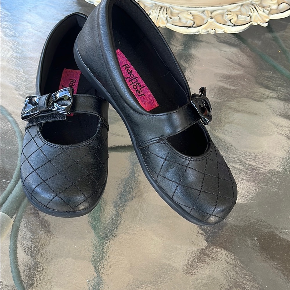 Rachel Shoes Black Quilted Bow Mary Jane